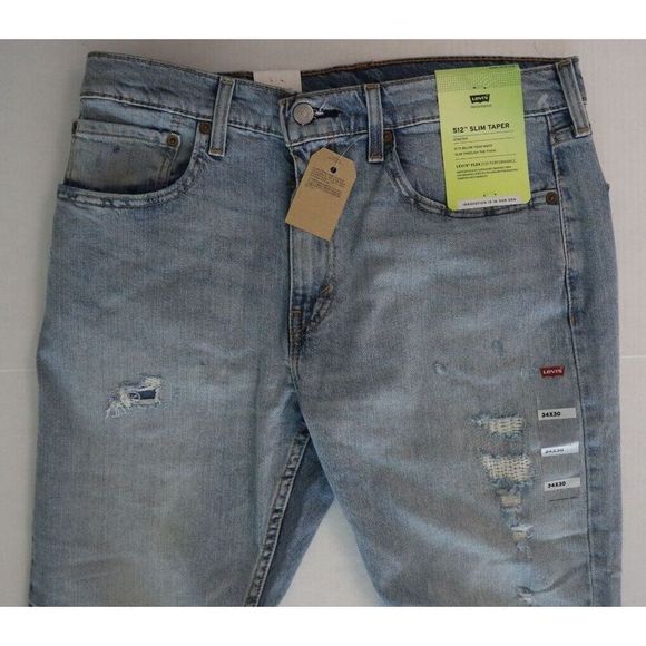 Levi's 512 - 288331107 Men's Sz 34x30 Blue Slim Fit Tapered Denim Jeans $80 - Picture 4 of 7
